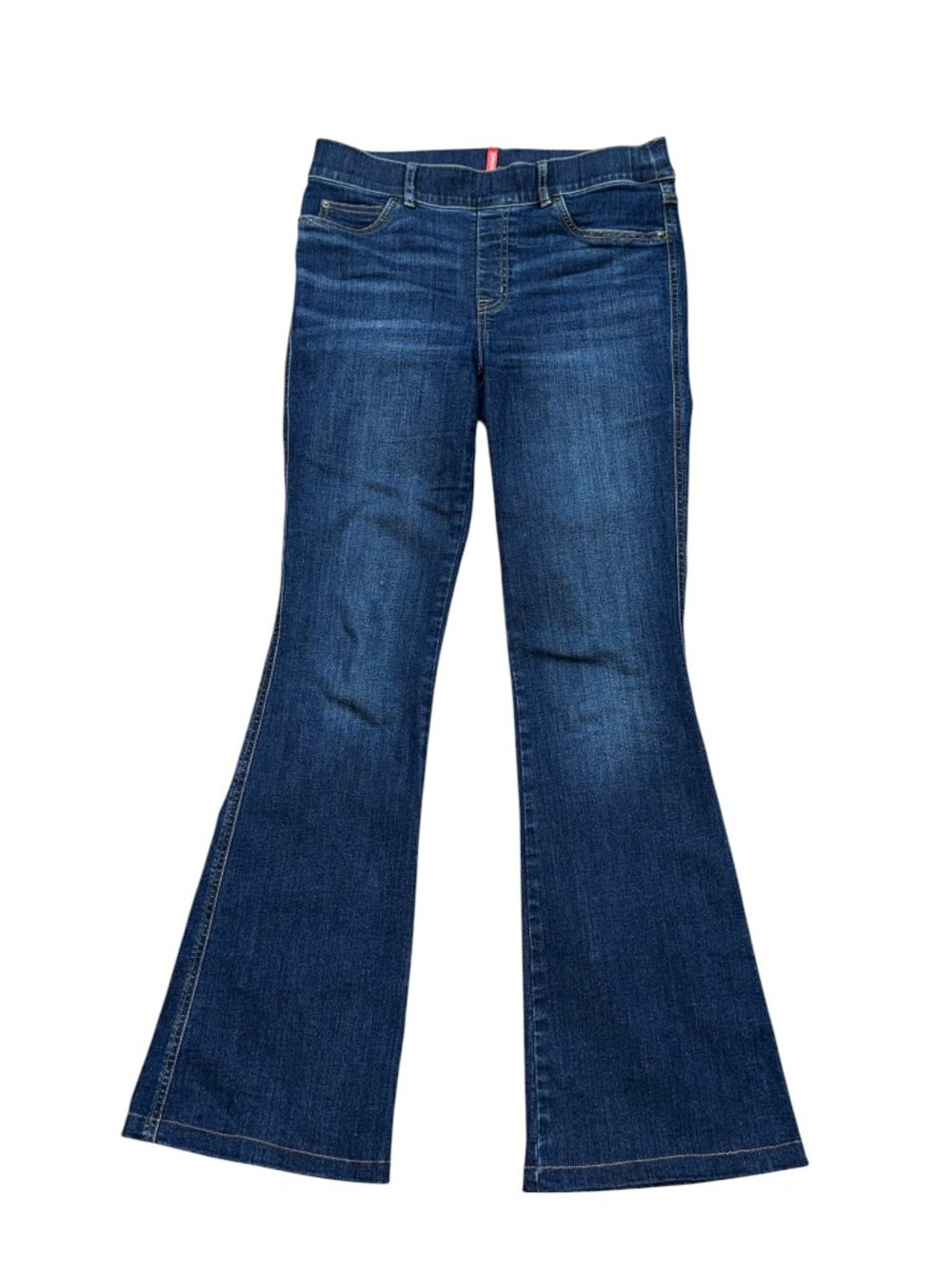 SPANX Flare Denim Jeans‎ Midnight Shade Medium High Rise Pull On Tummy Control